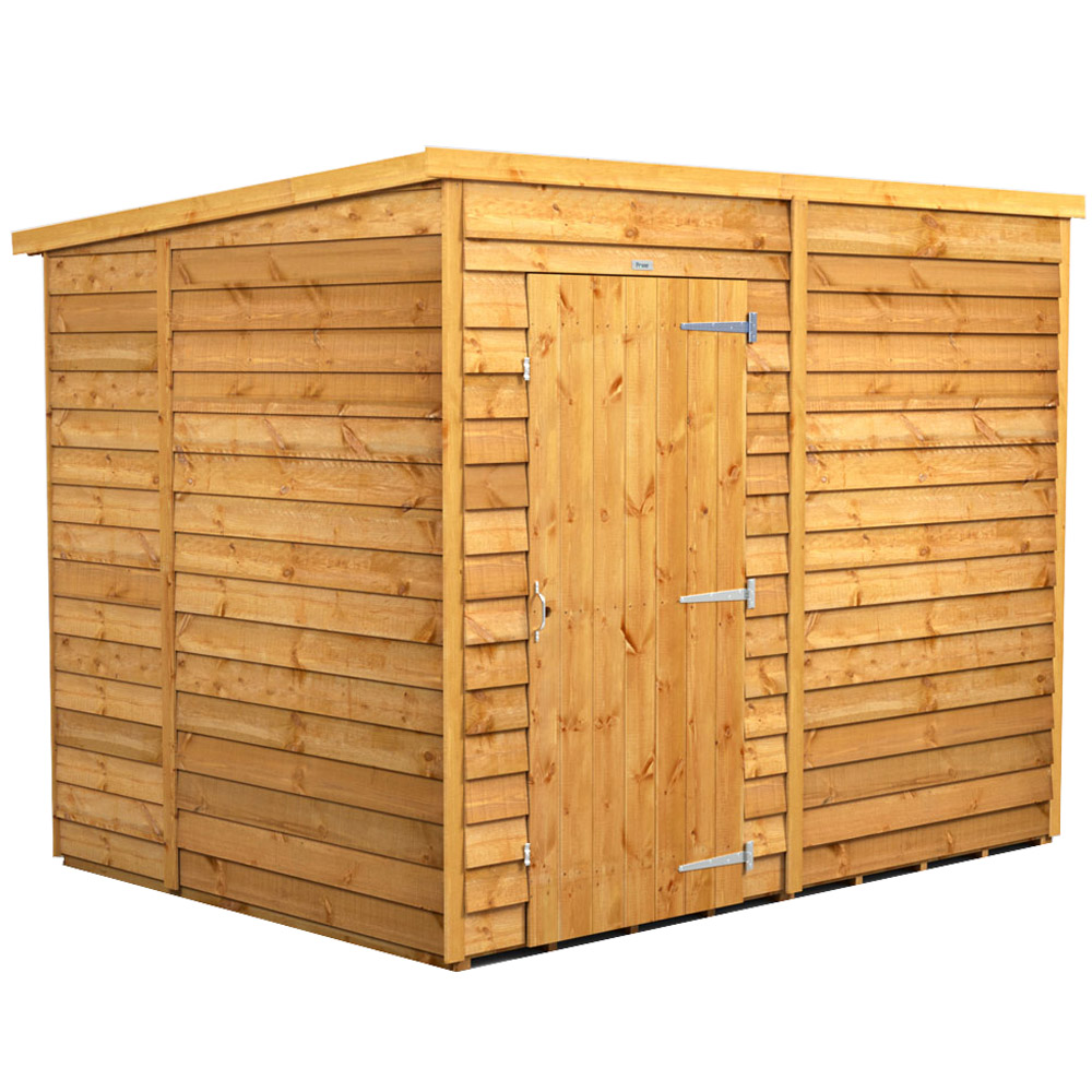 Power 8 x 6ft Overlap Pent Windowless Garden Shed Image 1