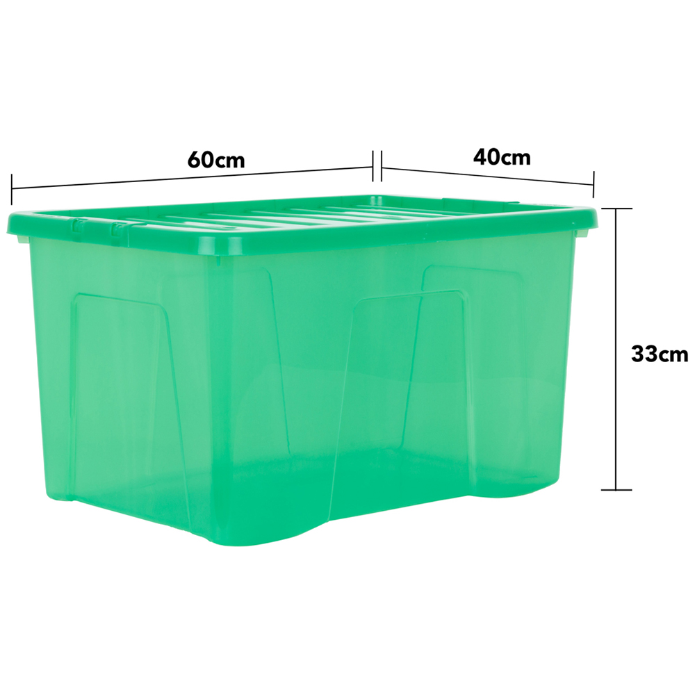 Wham Crystal 60L Clear Green Stackable Plastic Storage Box and Lid Pack 5 Image 5