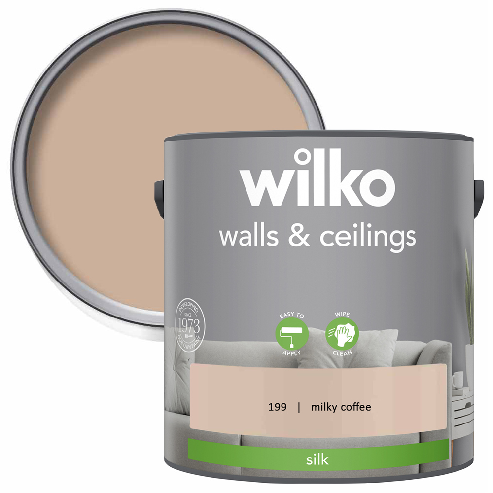 Wilko Walls & Ceilings Milky Coffee Silk Emulsion Paint 2.5L Image 1