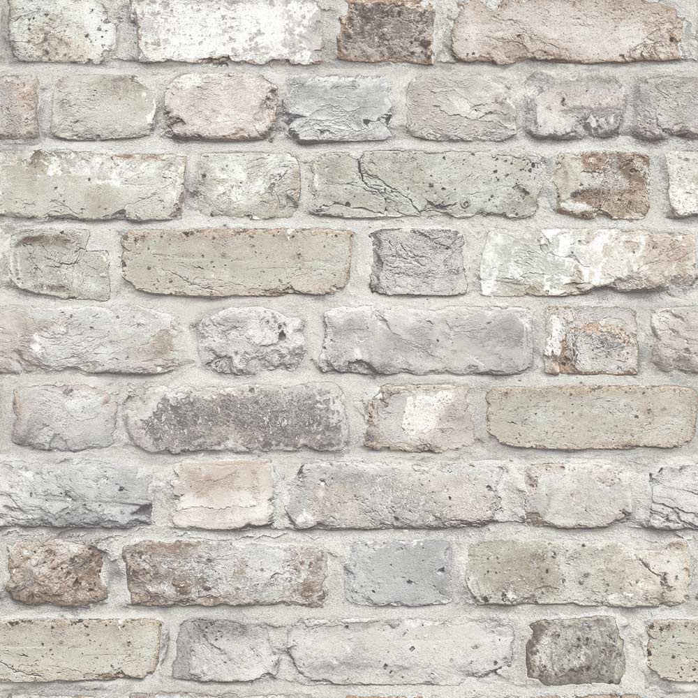 Grandeco Industrial Rustic Neutral Brick Textured Wallpaper Image 1