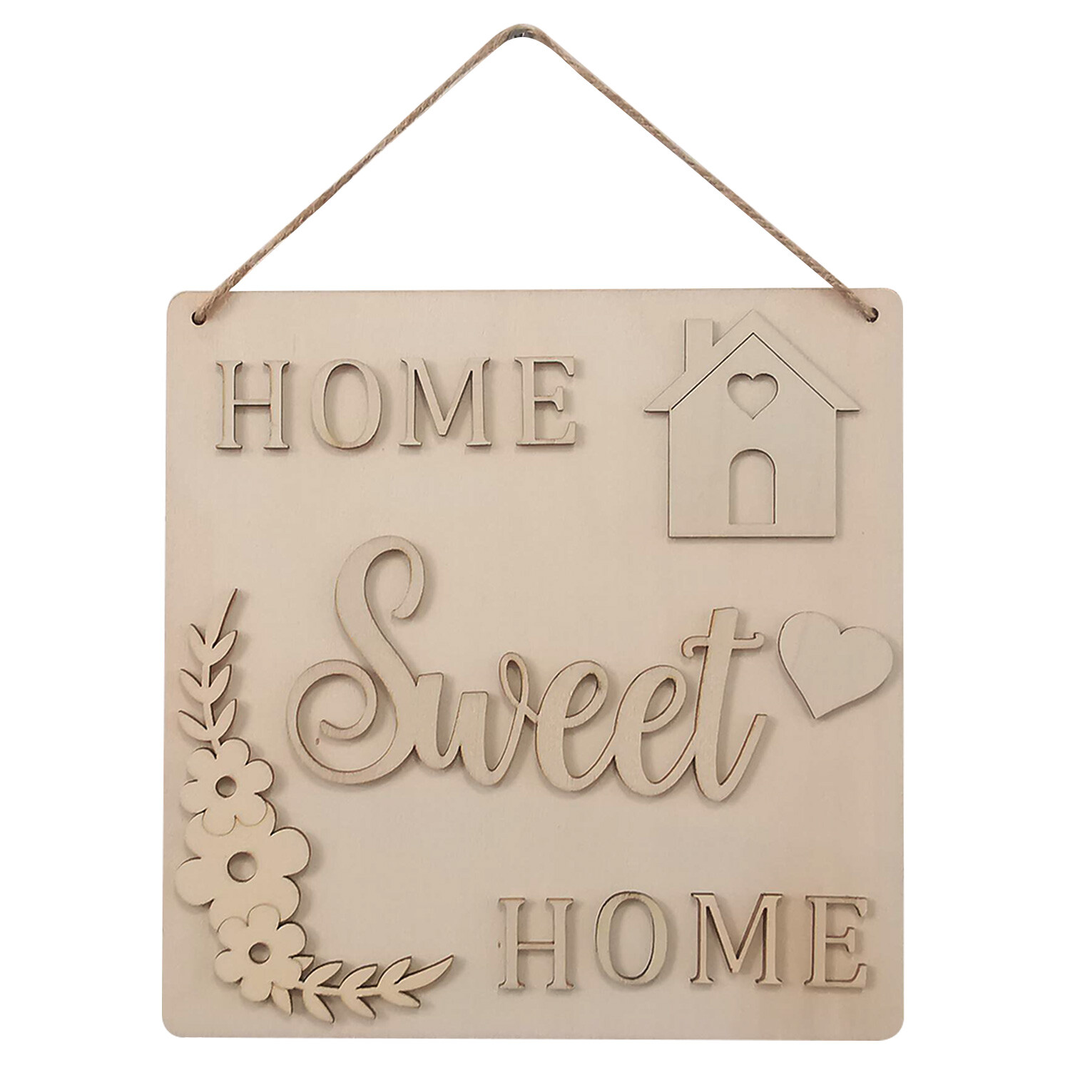 Hanging Wooden Home Sweet Home Sign Image