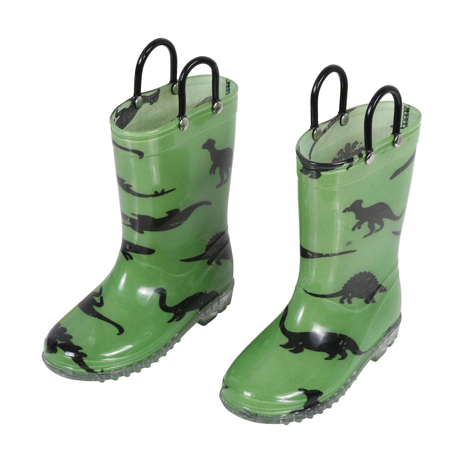 Kids Dinosaur Wellington Boots - Green / 10 Image