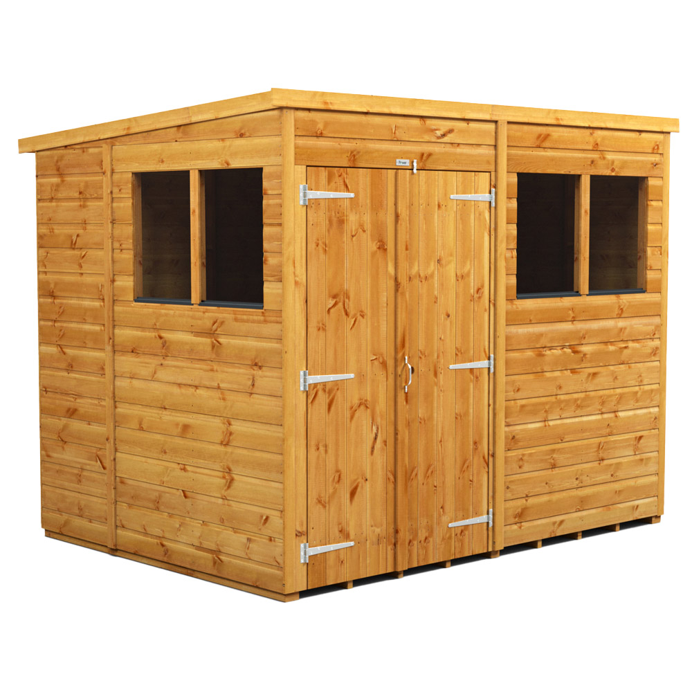 Power Sheds 8 x 6ft Double Door Pent Wooden Shed with Window Image 1