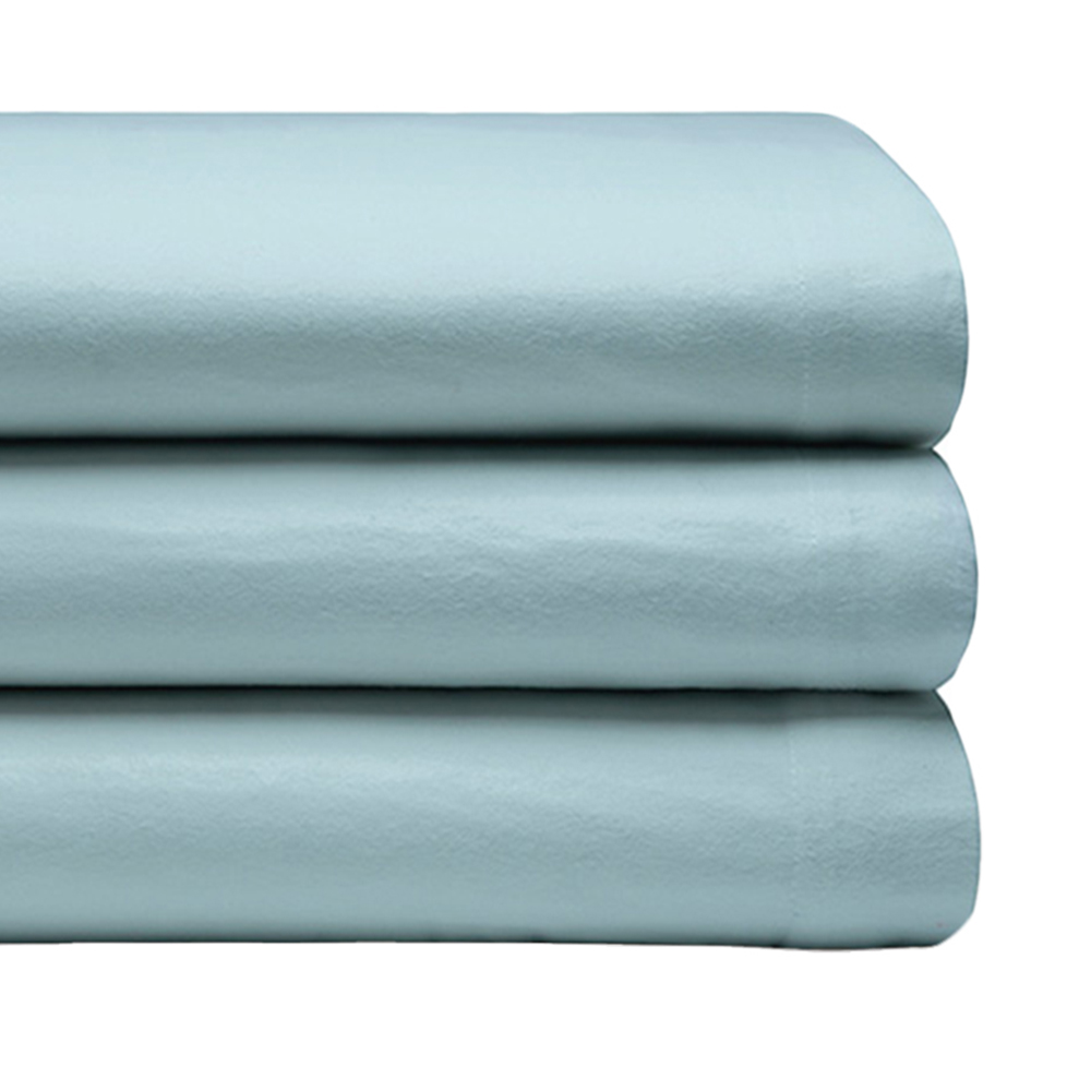 Serene King Size Blue Brushed Cotton Flat Bed Sheet Image 3
