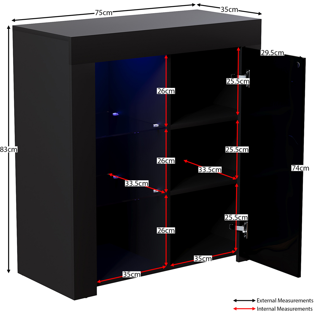 Vida Designs Azura Single Door Black LED Sideboard Image 9