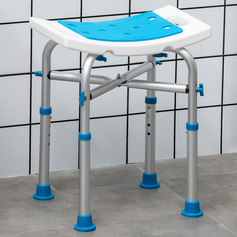 Portland Height Adjustable Aluminium Shower Chair Blue Image 1