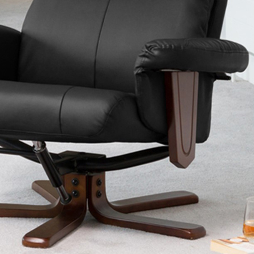Artemis Home Woodacre Black Swivel Recliner Chair with Footstool Image 2