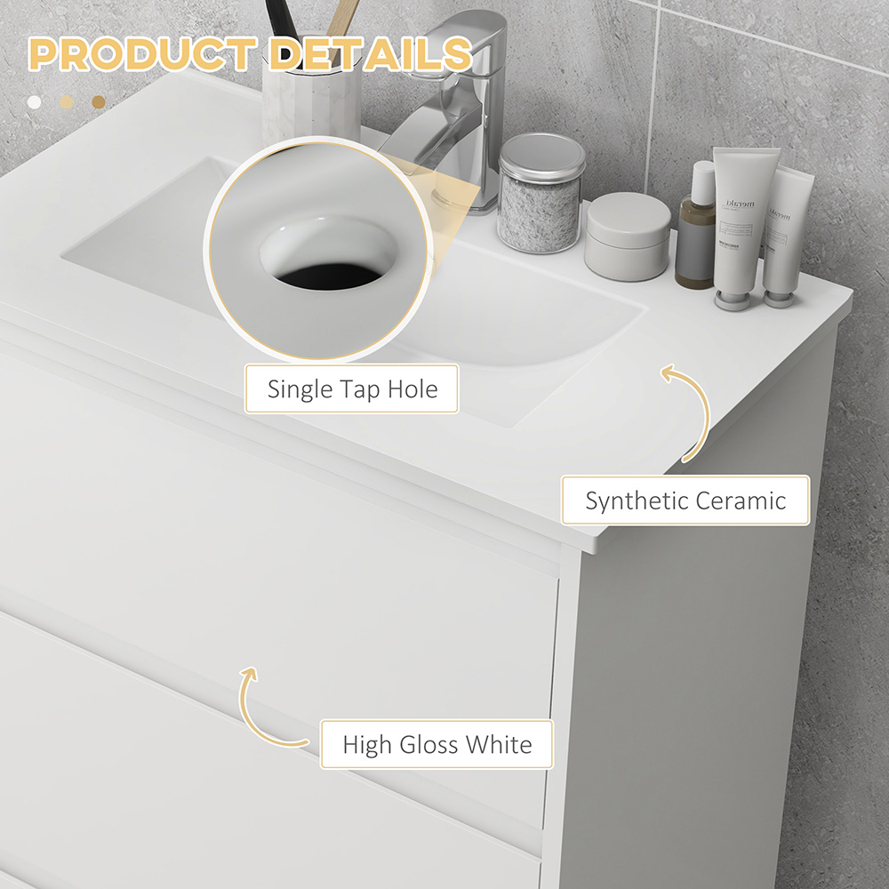 Kleankin White Bathroom Vanity Unit Image 6