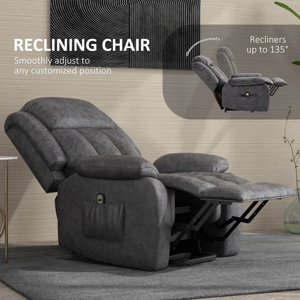 Portland Grey Microfibre Riser Recliner Chair with Remote Image 6