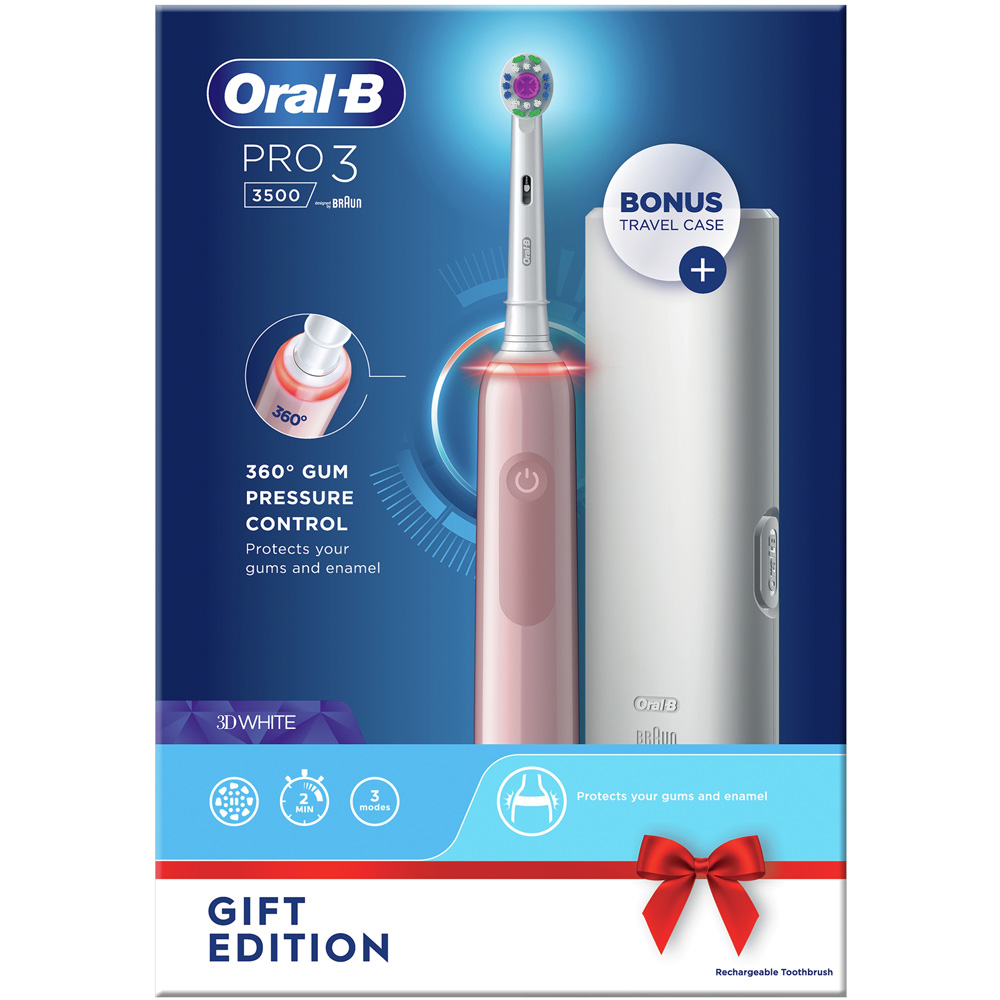 Oral-B PRO 3 3500 Pink Electric Tooth Brush Image 1