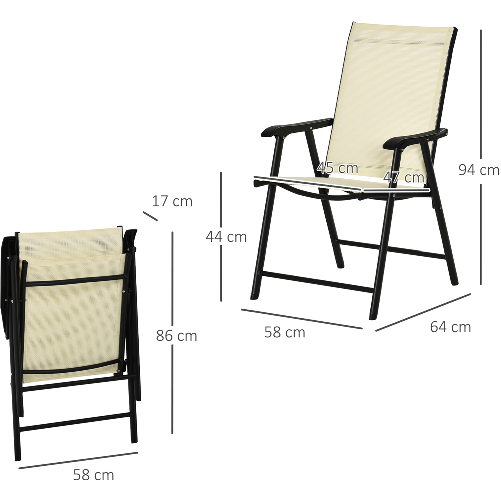 Outsunny Set of 2 Beige Foldable Garden Dining Chair Image 8