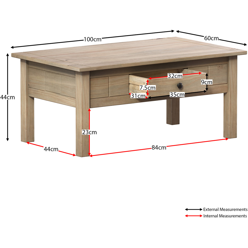 Vida Designs Panama Single Drawer Oak Coffee Table Image 8