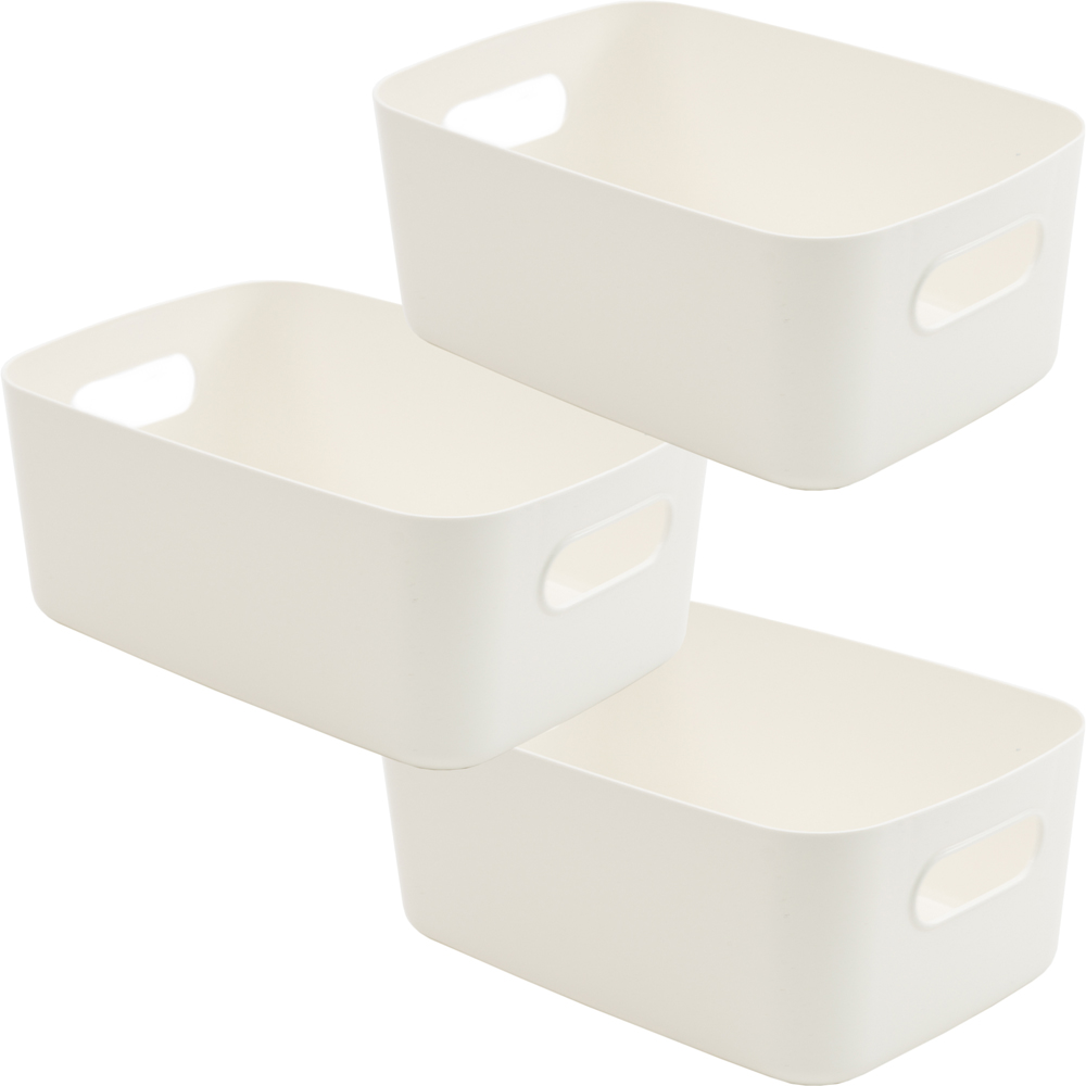 SA Products White Plastic Storage Basket Set of 3 Image 5