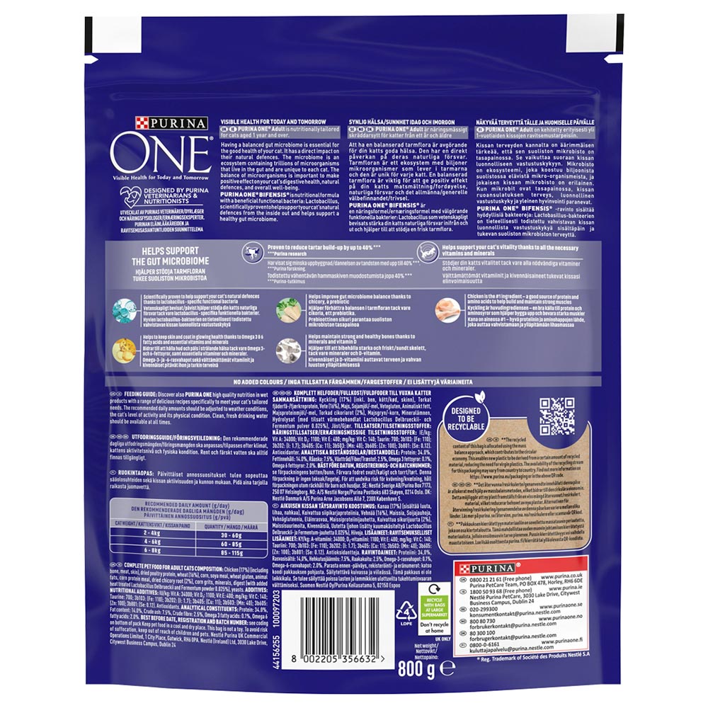 Purina ONE Adult Cat Rich in Chicken Dry Food 800g Image 2