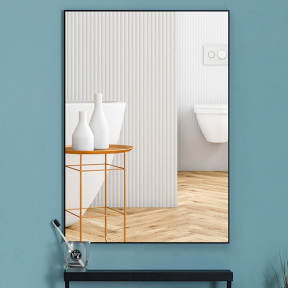 Living And Home CD0548 Black Aluminum Frame Modern Wall Mounted Mirror 40 x W60cm Image 4