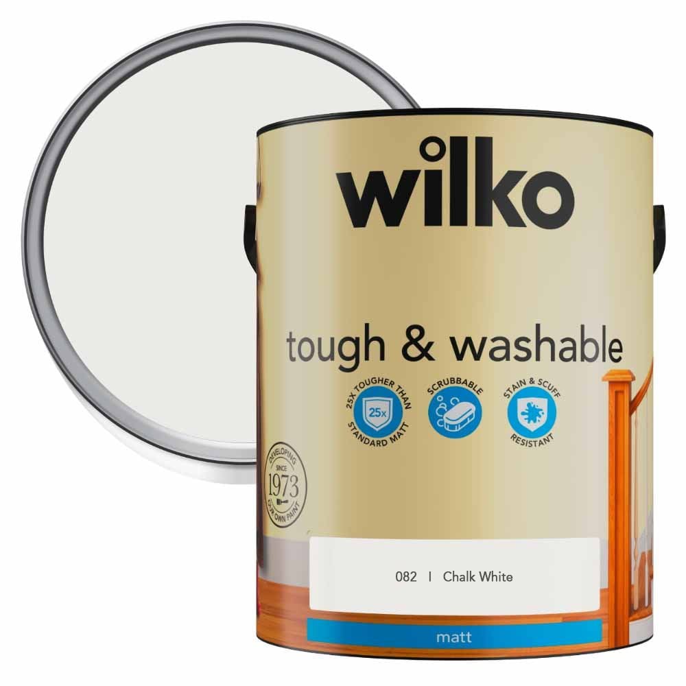 Wilko Tough & Washable Chalk White Emulsion Paint 5L Image 1