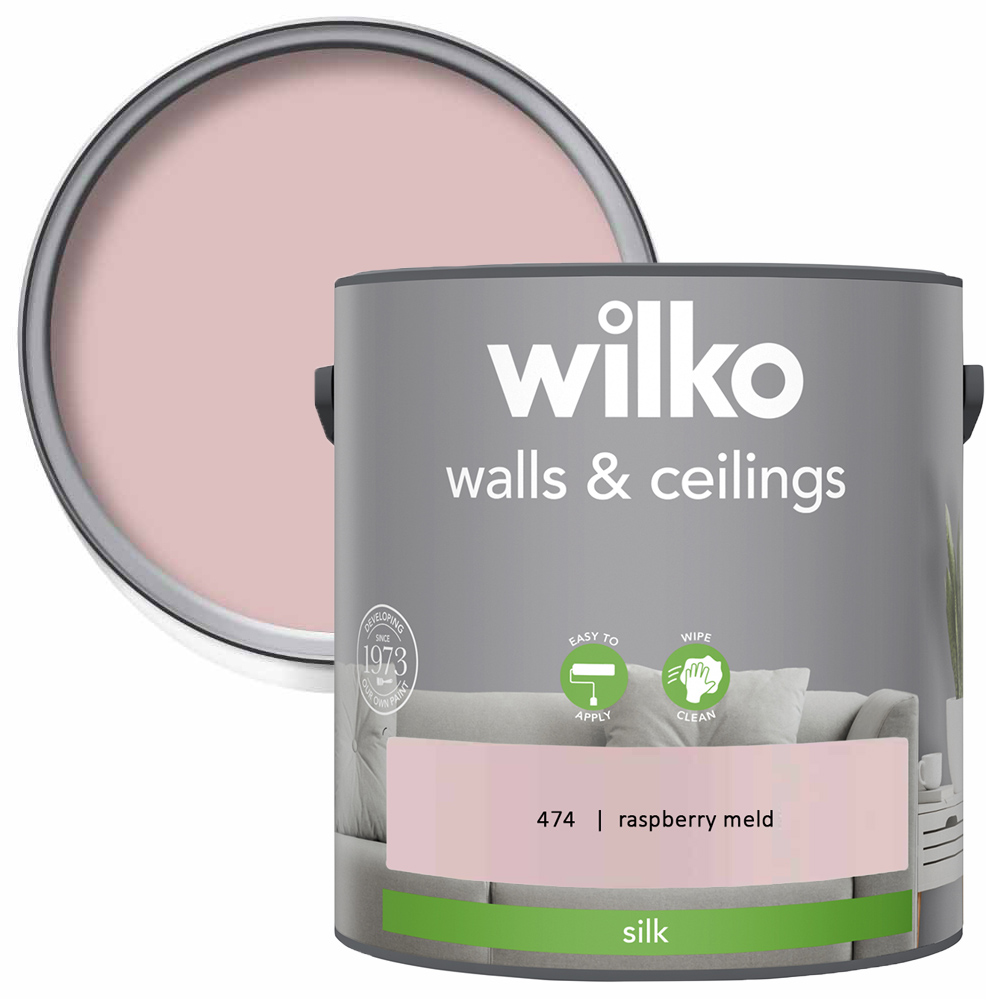 Wilko Walls & Ceilings Raspberry Meld Silk Emulsion Paint 2.5L Image 1