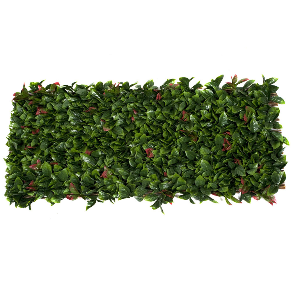 GreenBrokers Artificial Red and Green Leaf Foliage Expandable Willow Trellis 100 x 200cm Image 1