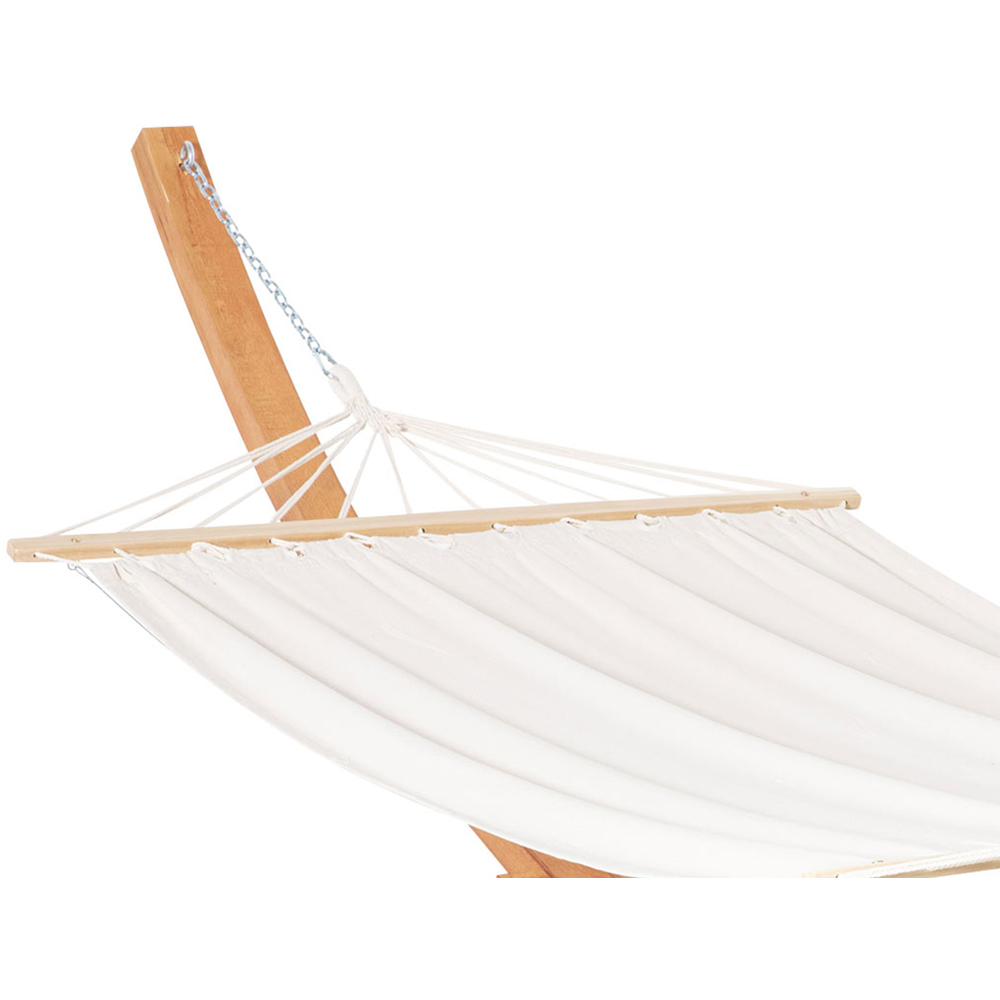Outsunny White Hammock with Wooden Stand Image 3