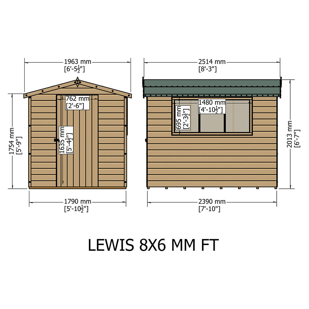Shire Lewis 8 x 6ft Wooden Shiplap Apex Shed Image 4