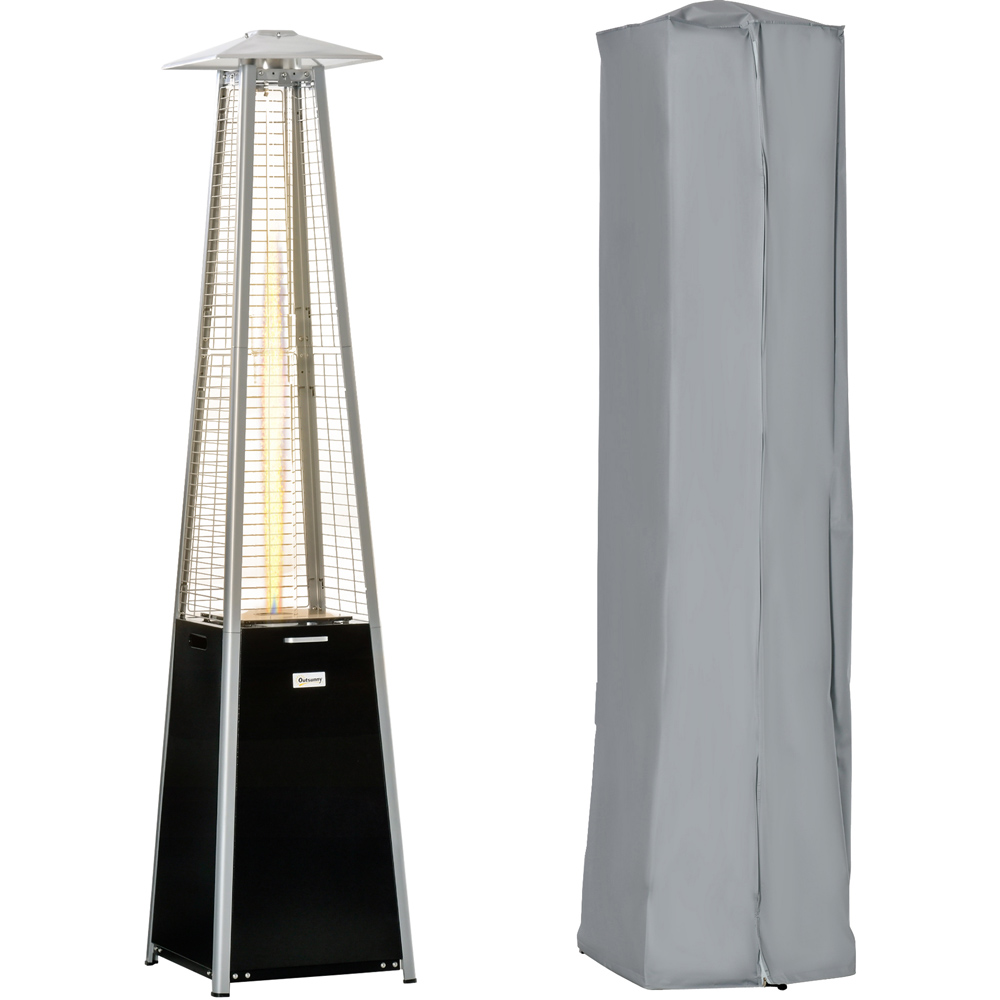 Outsunny Black Freestanding Pyramid Tower Heater with Dust Cover 11.2KW Image 1