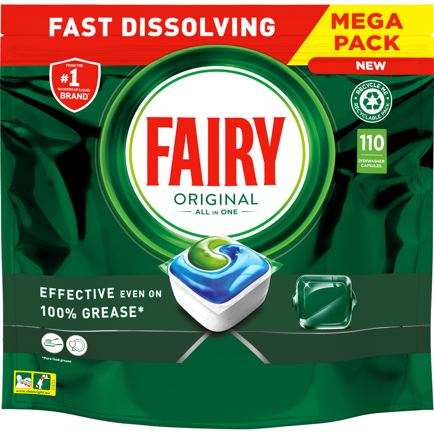 Pack of Fairy All In One Dishwasher Tablets  - 110 Image