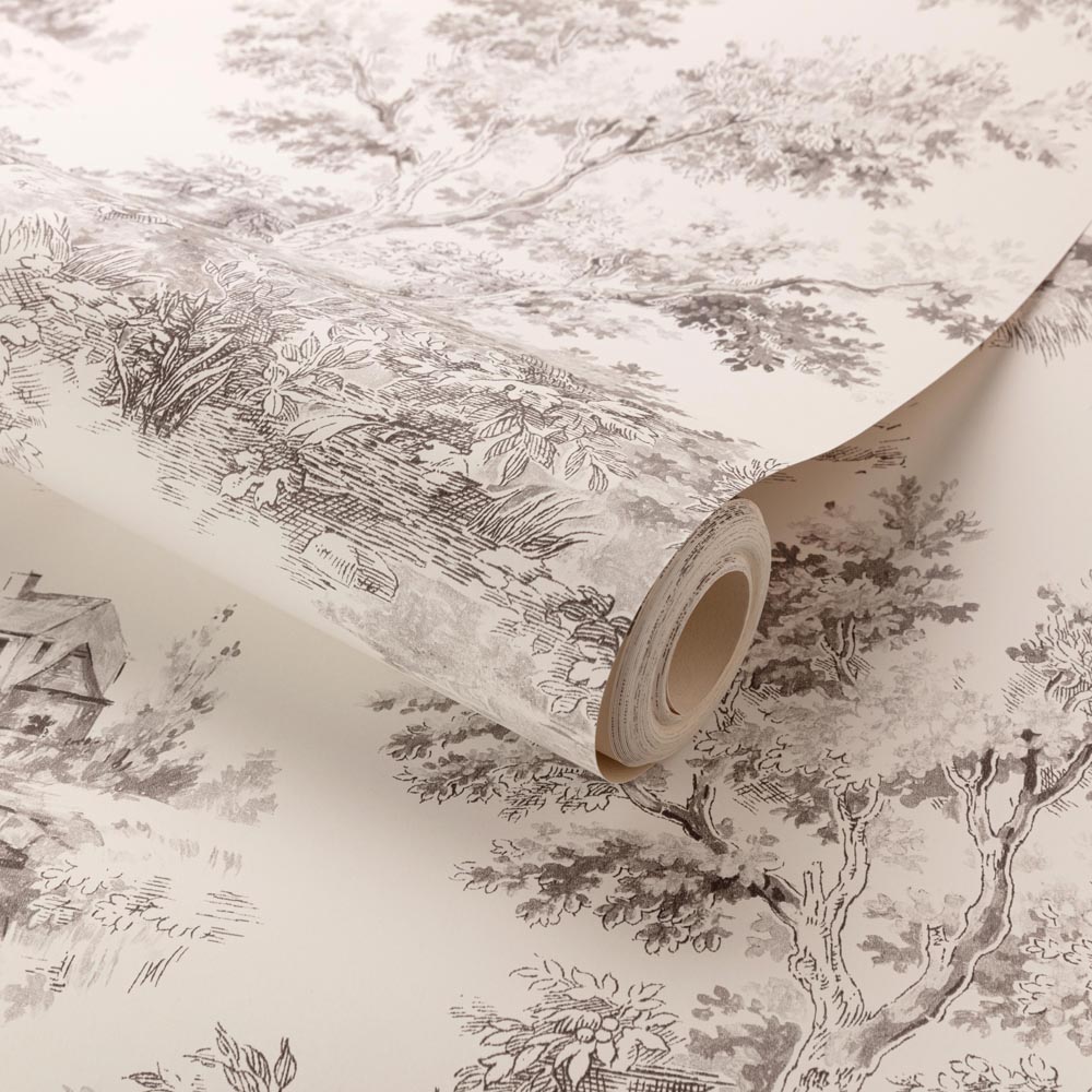 Grandeco French Vintage Toile Trees Grey Wallpaper Image 2