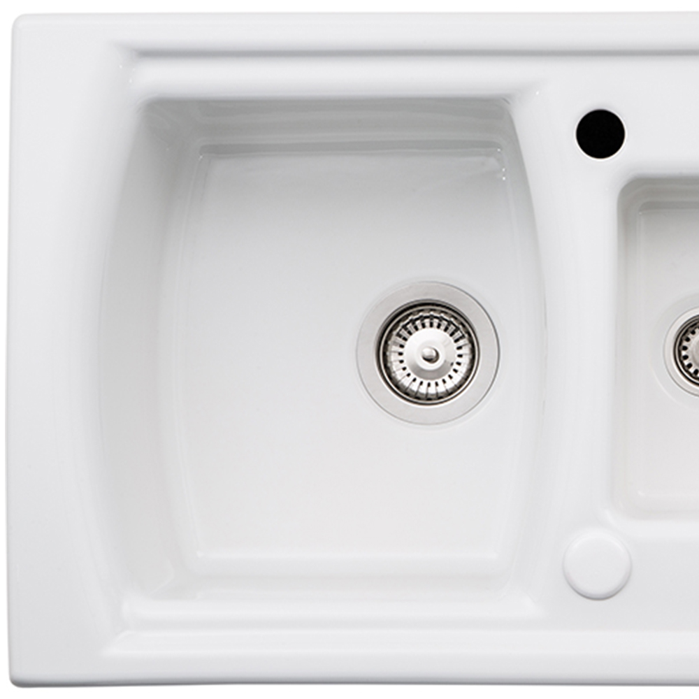 wilko Milford Ceramic 1.5 Bowl Inset Kitchen Sink 1000mm Image 2