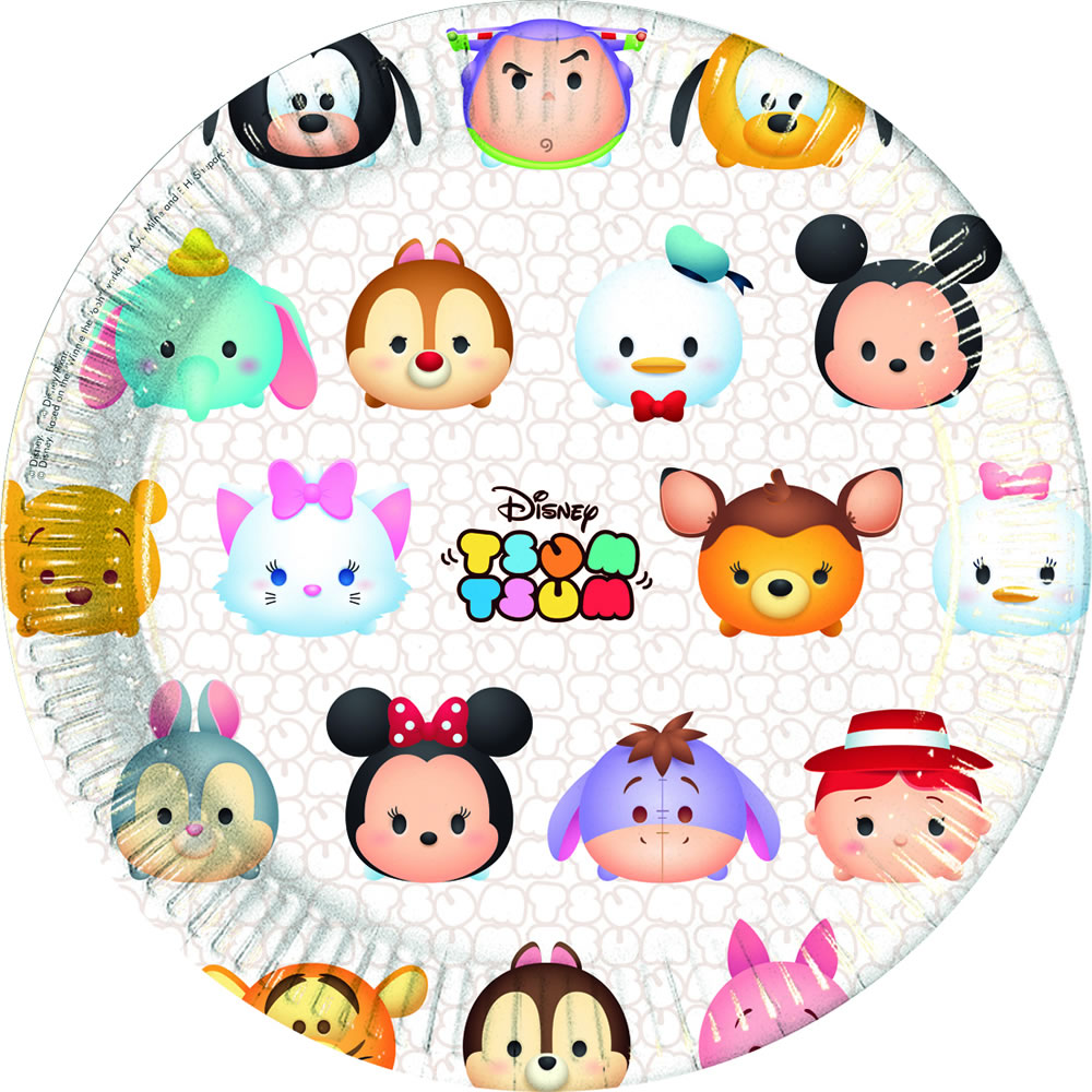 Disney Tsum Tsum Paper Party Plates 23cm 8pk | Wilko
