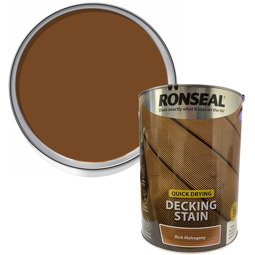Ronseal Quick Drying Golden Rich Mahogany Stain 5L Image 1
