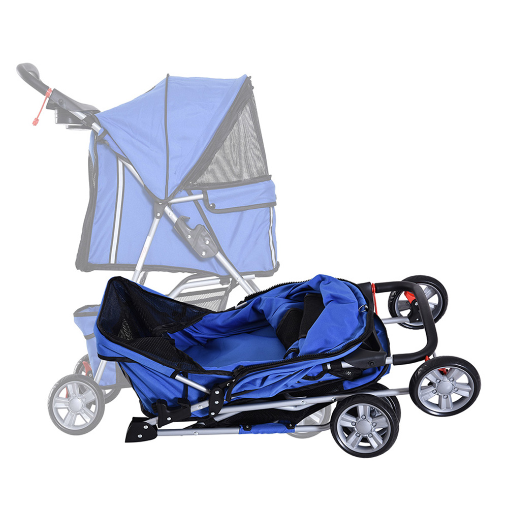 PawHut Pet Stroller With Basket Blue Image 4