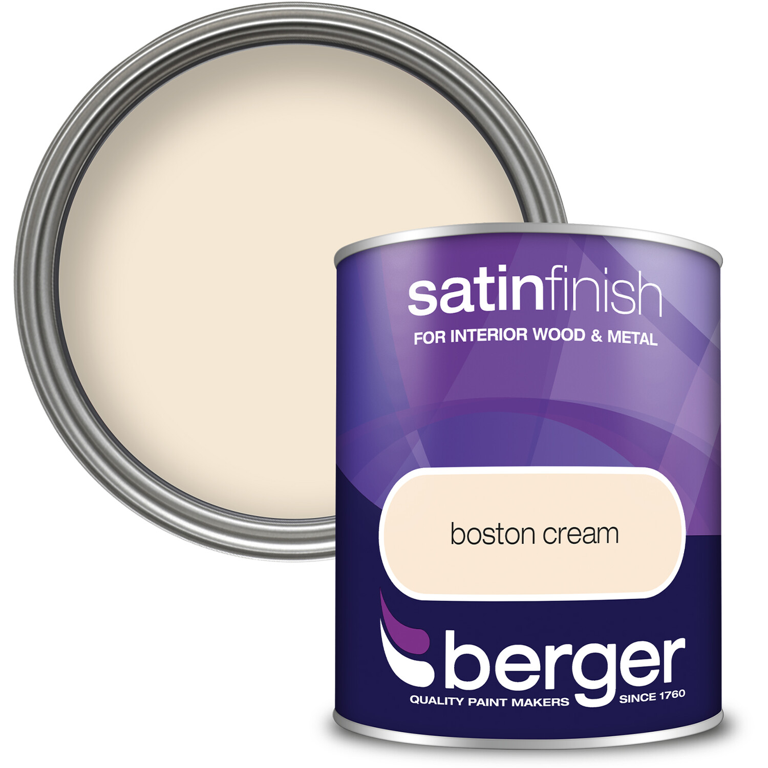 Berger Wood and Metal Boston Cream Satin Finish Paint 750ml Image 1