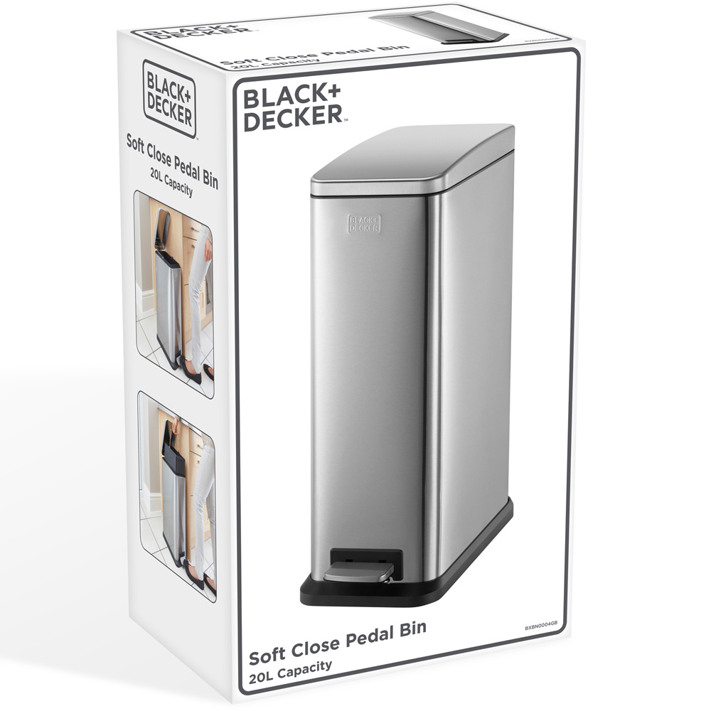 Black + Decker Slimline Soft Close Pedal Bin 20L Image 4