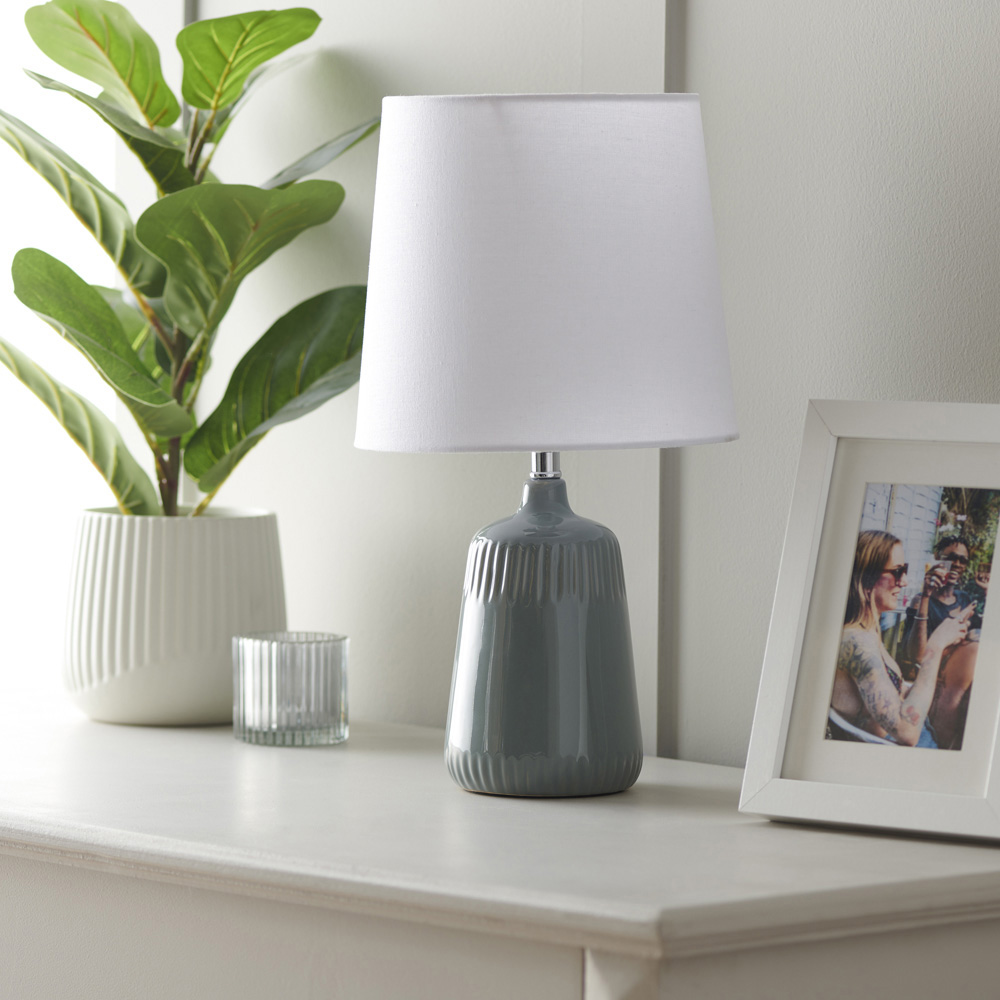 Wilko Grey Ceramic Dash Table Lamp Image 2