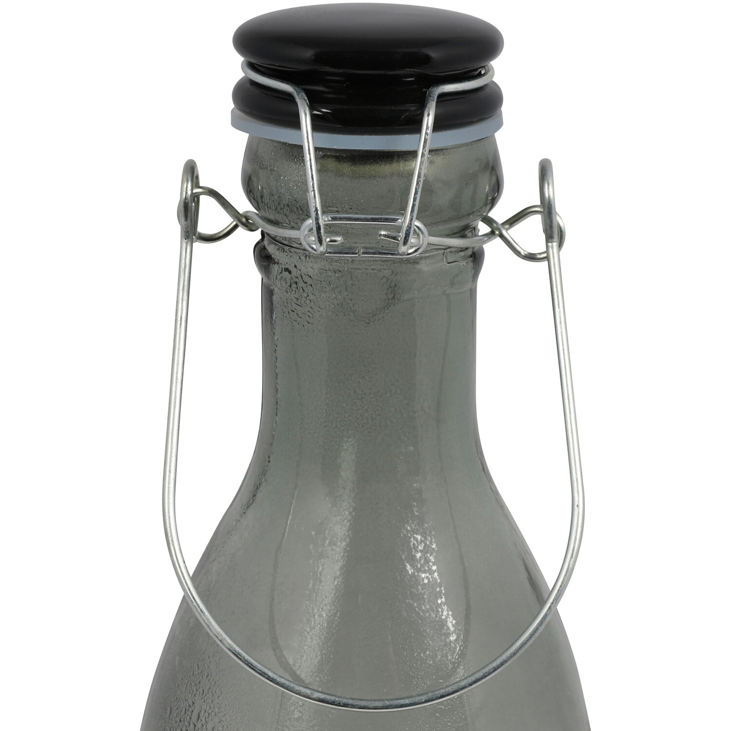 Smoked Glass Bottle with Lid - Grey Image 4