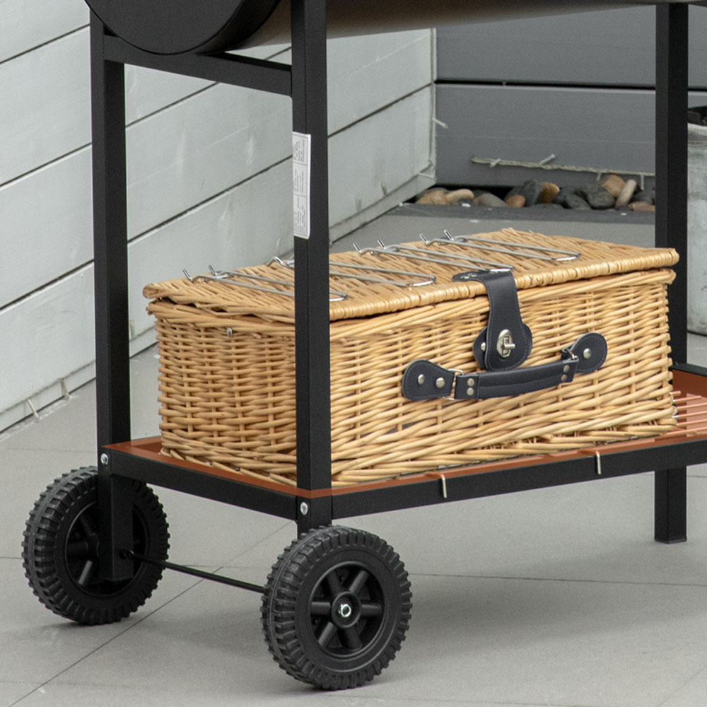 Outsunny Black Portable Charcoal BBQ Grill Cart 2 with Wheels Image 3