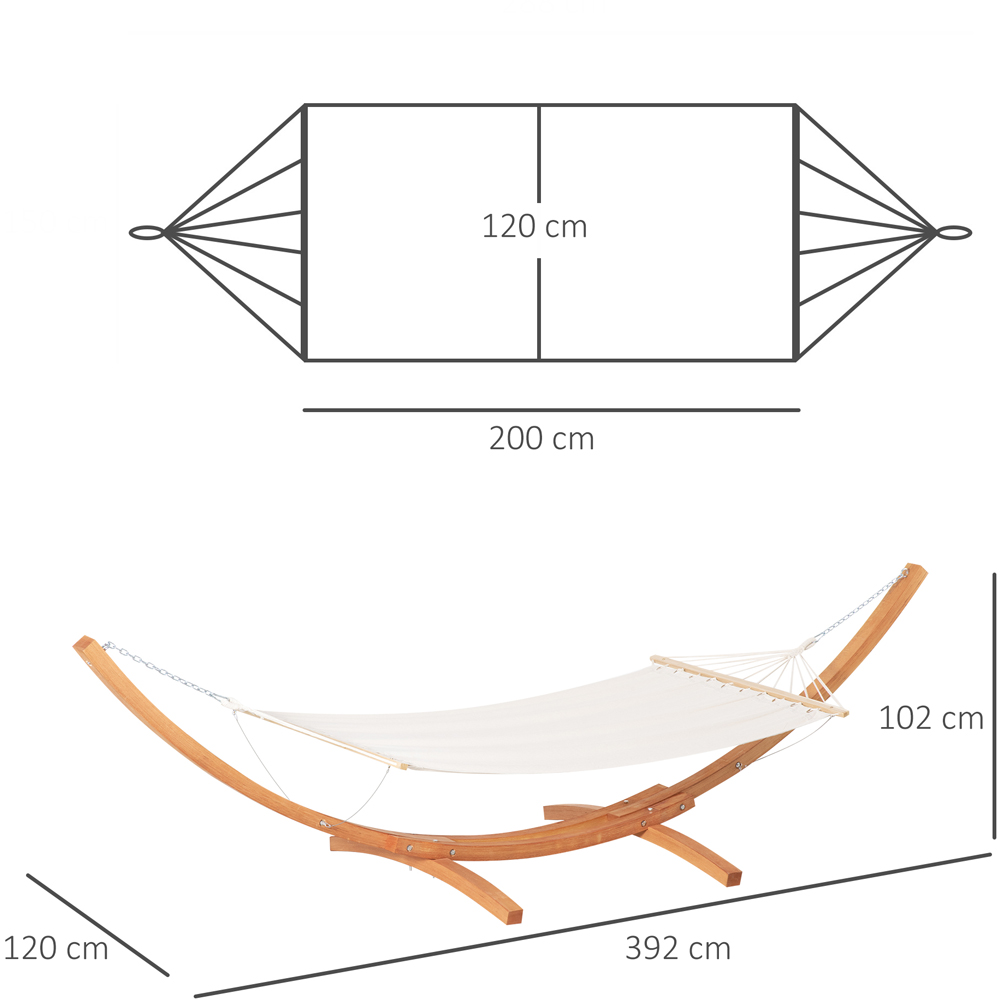 Outsunny White Hammock with Wooden Stand Image 8