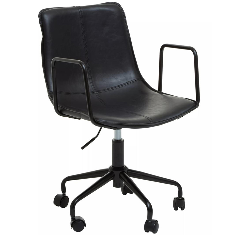 Premier Housewares Branson Black Leather Swivel Office Chair Image 2