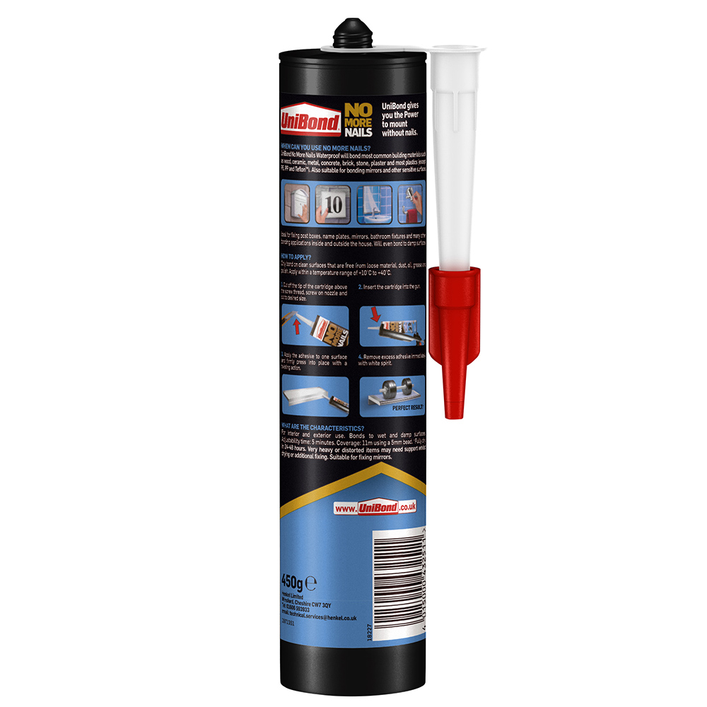 UniBond No More Nails Waterproof Adhesive Cartridge 450g Image 3