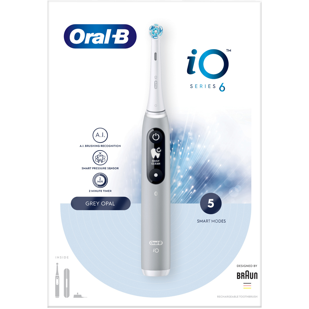 Oral-B iO Series 6 Grey Rechargeable Toothbrush Electric Toothbrush With Travel Case Image 1