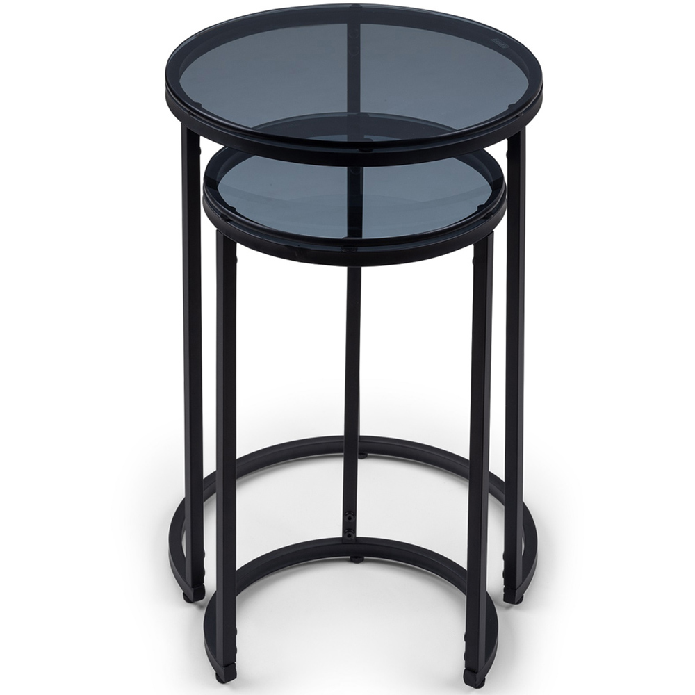 Julian Bowen Chicago Smoked Glass Round Nest of Side Tables Set of 2 Image 5