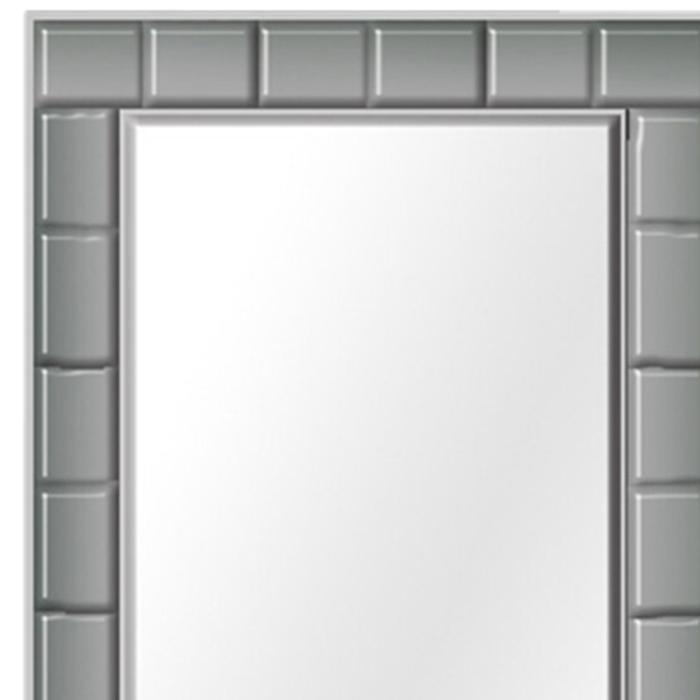 Grey Smoked Tiled Lean To Mirror 147 x 61cm Image 2