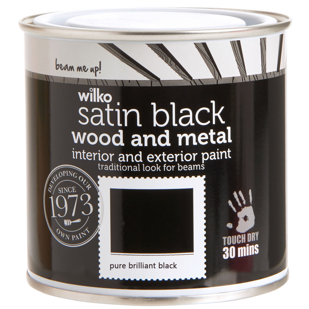 Wilko Quick Dry Furniture Pure Brilliant Black Satin Paint 250ml Image 2