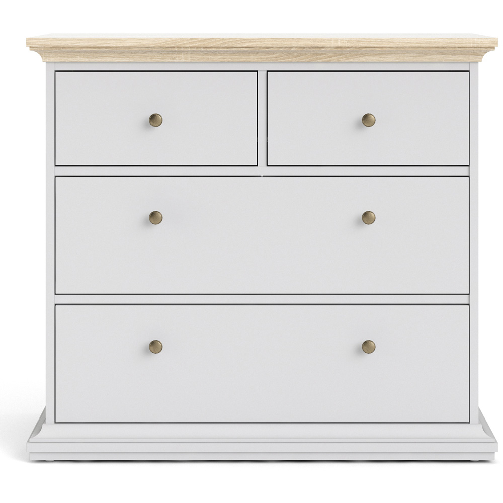 Florence Paris 4 Drawer White and Oak Chest of Drawers Image 3