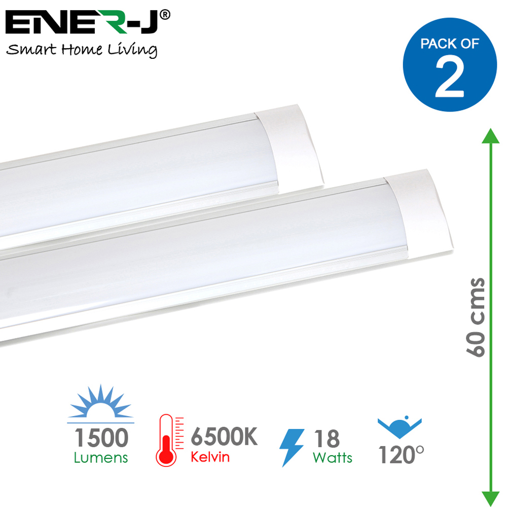 ENER-J 18W 6000K LED Prismatic Batten 60cm 2 Pack Image 7