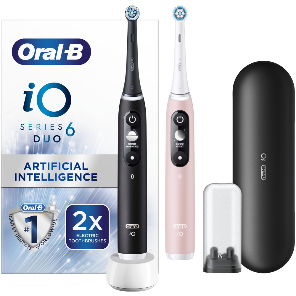 Oral-B iO Series 6 Black Lava and Pink Rechargeable Toothbrush 2 Pack Image 3