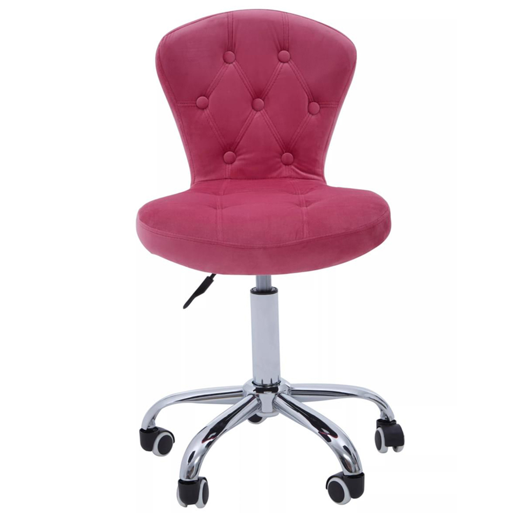 Premier Housewares Pink Velvet Buttoned Home Office Chair Image 3
