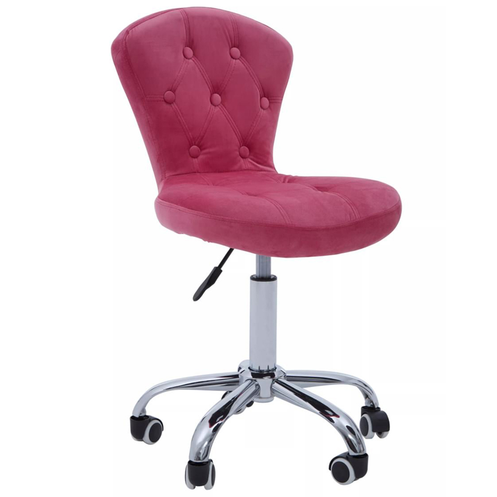 Premier Housewares Pink Velvet Buttoned Home Office Chair Image 2