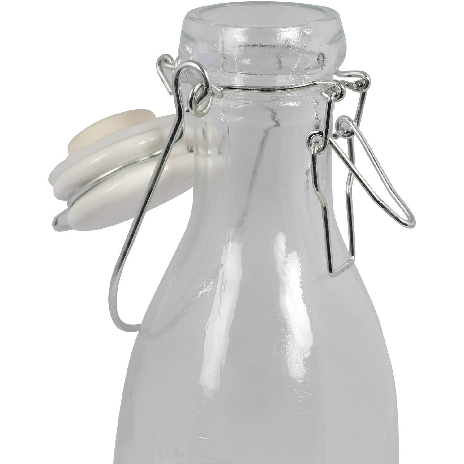 1L Glass Bottle with Clip Top - Clear Image 3