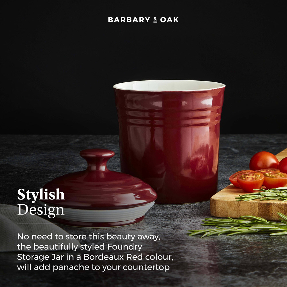Barbary and Oak 17cm Bordeaux Red Ceramic Storage Jar Image 6